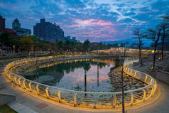 Heart of Love River in Kaohsiung City at night. 