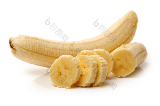 unskin 剪切路径，在白色背景上的横向组成香蕉片