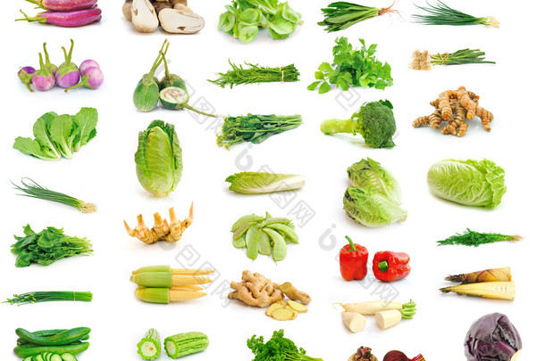 蔬菜集合在白色背景上孤立.