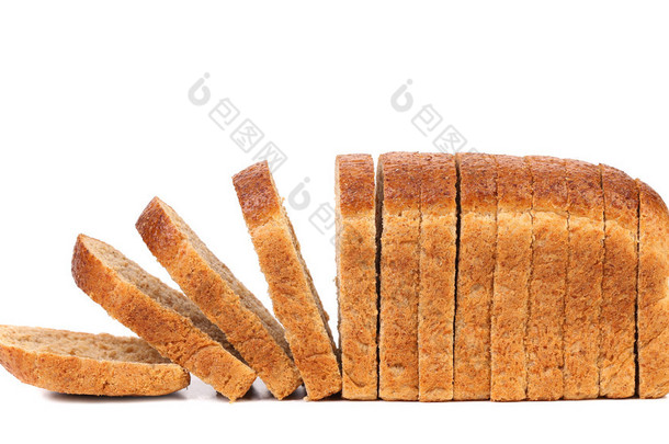 孤立在白色的切片的面包