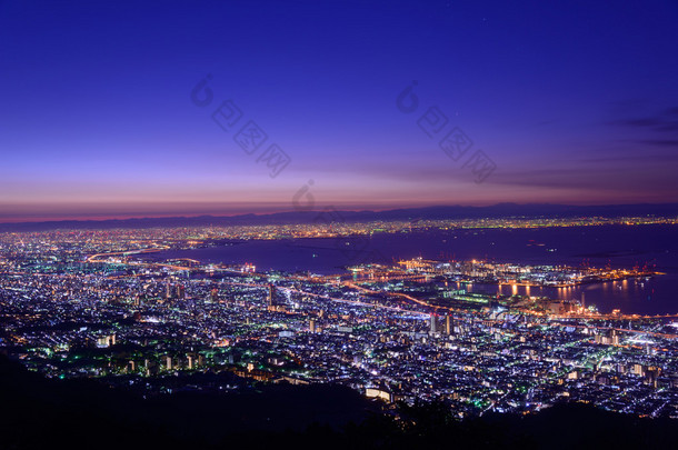 在暮色中的大阪和神户, 从玛雅山的库库塞代看<strong>风景</strong>