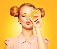 女模特需要多汁橙