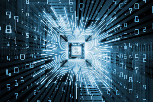 计算机系列。3d. 从计算机科学、数字世界、虚拟现实和现代技术的隐喻关系看分形环境下的 Cpu 的插图