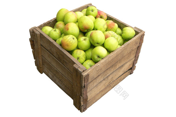 旧木盒子装满了苹果