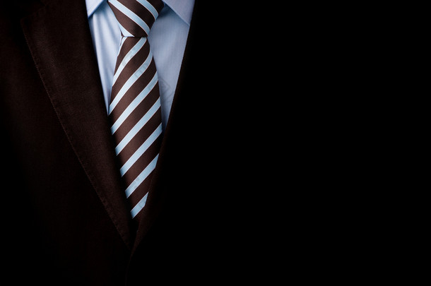 黑色西装与领带和 copyspace 的背景