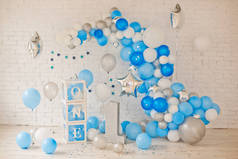 一周岁生日的蓝色装饰