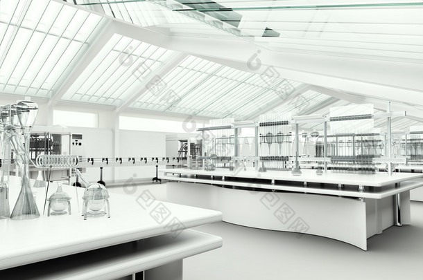 白色现代清洁研究实验室内部
