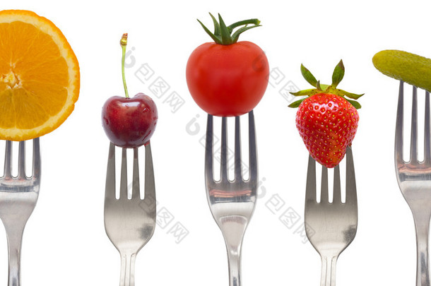 小吃的蔬菜和水果的饮食概念