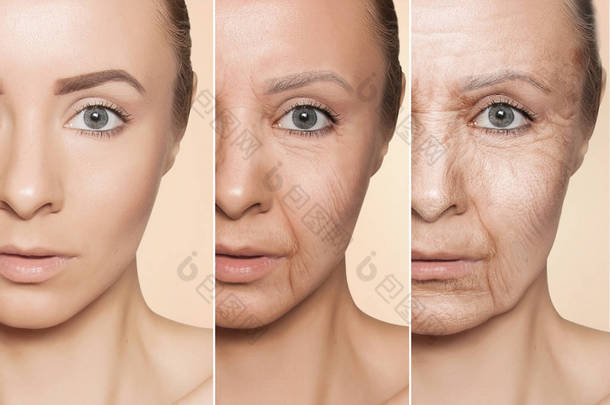 抗衰老程序白种女人脸上