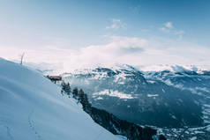 mayrhofen, 奥地利, 美丽的白雪覆盖的山峰