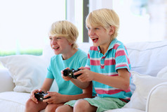 Two boys playing video games