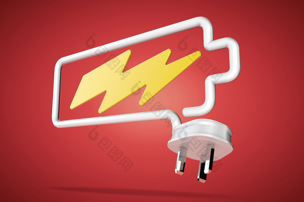 <strong>电力</strong>电缆和插头使电池徽标以闪电般的博