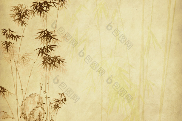 中国竹树与手工纸纹理设计