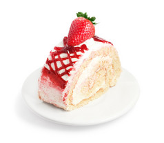 在白板上的草莓蛋糕