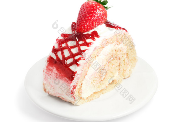 在白板上的草莓蛋糕