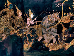 罗摩衍那壁画，外墙的国王宫殿班戈泰国
