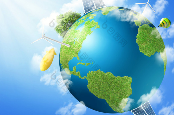 绿色地球与太阳能电池