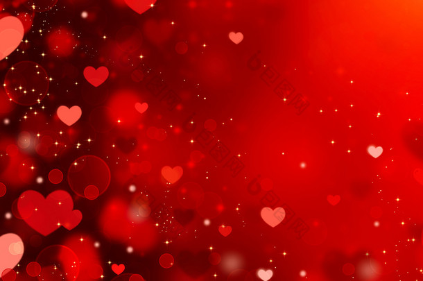 情人节的心抽象红色背景。情人节