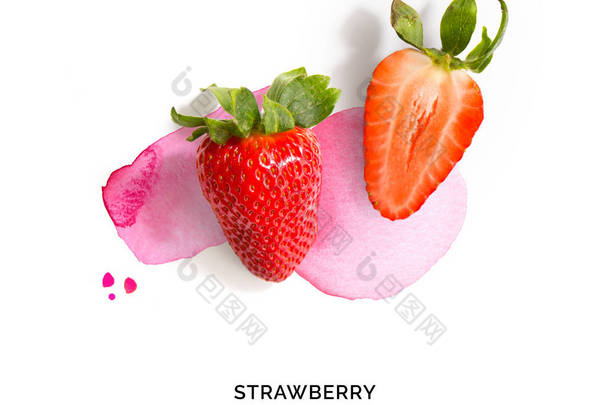 白色背景的成熟草莓