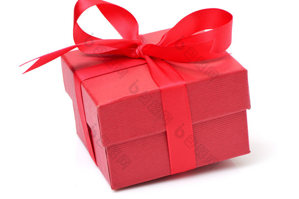 红色礼品盒连缎带 