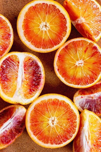 鲜美的血橙水果切面