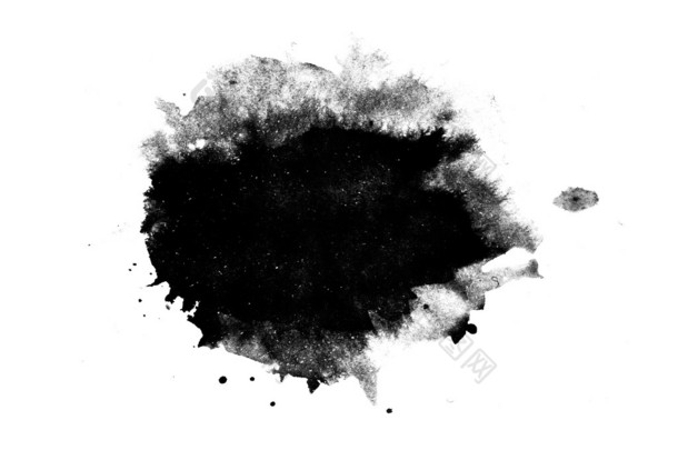 抽象孤立的黑色墨水污渍