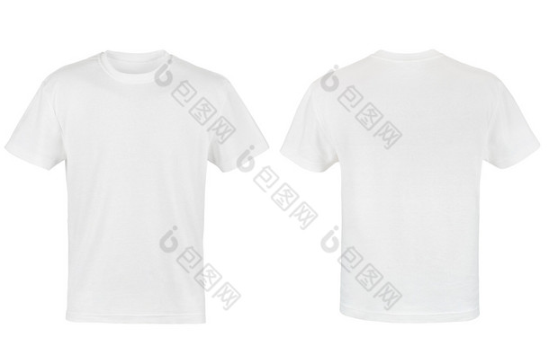 两个白色的 t 恤被隔绝在白色背景上