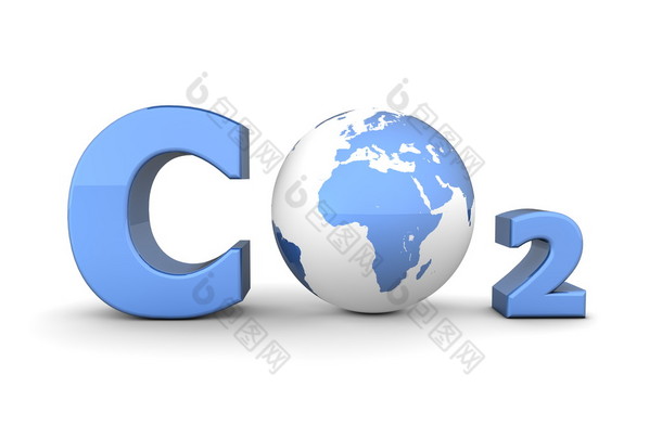 全球二氧化碳 co2-亮蓝色