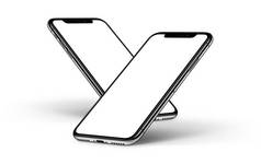 iphone x 智能手机样机一个背后的其他前侧与白屏