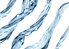 3d 水飞溅的插图、 液体溅上白色孤立