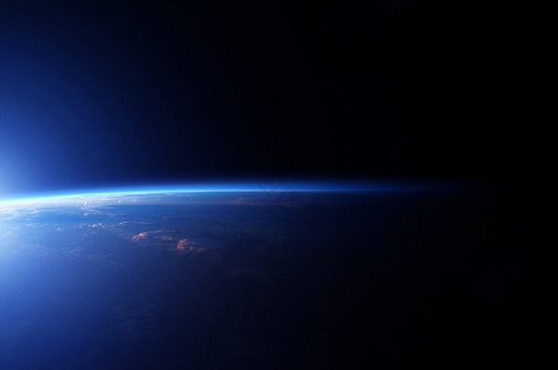 行星地球从空间。由美国国家航空航天局提供的这张图片的一些元素