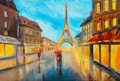 法国埃菲尔铁塔的油画