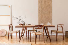 现代公寓木制餐桌的当代独特设计