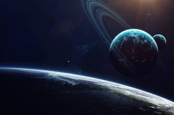 深空想象，行星，恒星和星系在无尽的宇宙元素这张图片由美国宇航局提供