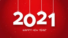 新年快乐2021串串红色背景新年决心概念.