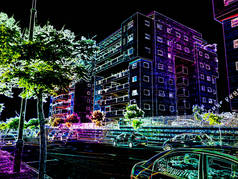 城市光霓虹灯抽象背景, 霓虹灯效果