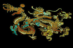 中国龙刺绣kinesisk drake broderi