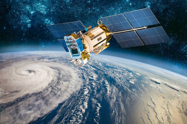 空间卫星从地球<strong>轨道</strong>天气监测从空间, 飓风, 地球上的台风。美国宇航局提供的这张图片的元素.