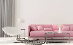 客厅里有一个粉红色的沙发