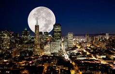满月在城市大都市