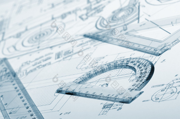 计划工业详细信息、 量角器、 标尺