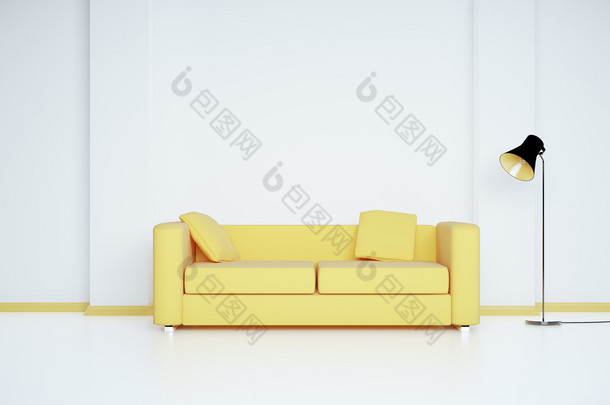 黄色的沙发的房间
