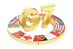 G7 拼图概念，3d 渲染