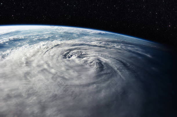 行星地球上空的台风-卫星照片.