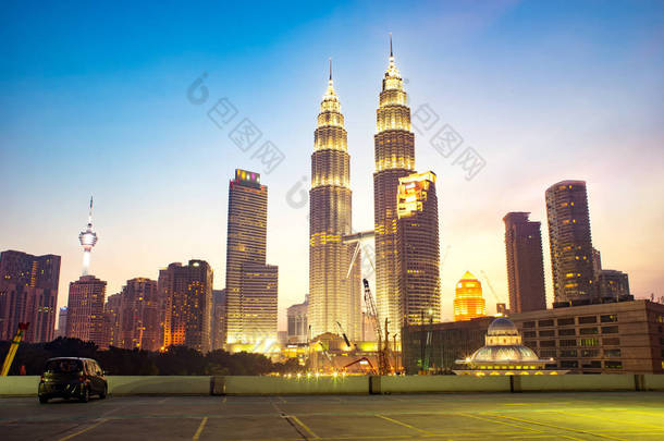 城市风貌与现代发展, 暮光之景, 吉隆坡, 马来西亚 .