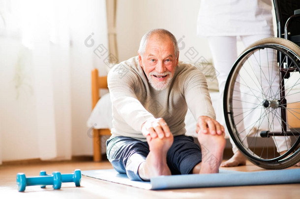 <strong>健康</strong>访客和老人在家访问期间.