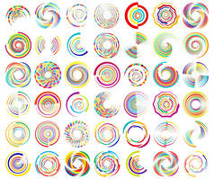 螺旋，涡旋，涡旋，涡旋图标，形状。同心圆，环。带旋转输出的几何形状摘要