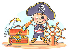 小男孩玩海盗