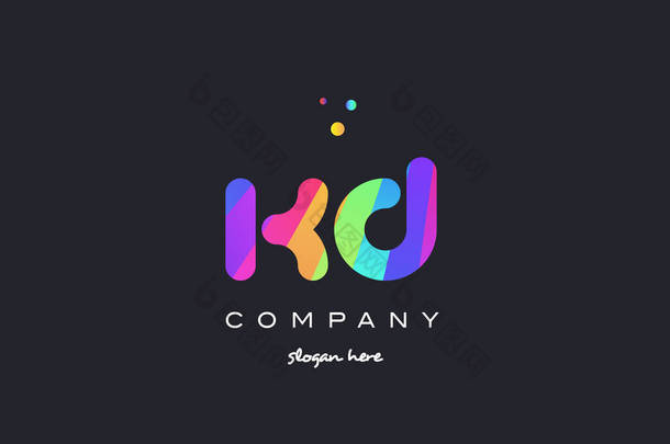 kd k d 彩色彩虹创意颜色字母表字母标志 <strong>ico</strong>