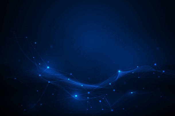 图 ct 技术在蓝色背景。摘要网站互联网网络连接设计。数字数据、全球通信、科学和未来主义概念